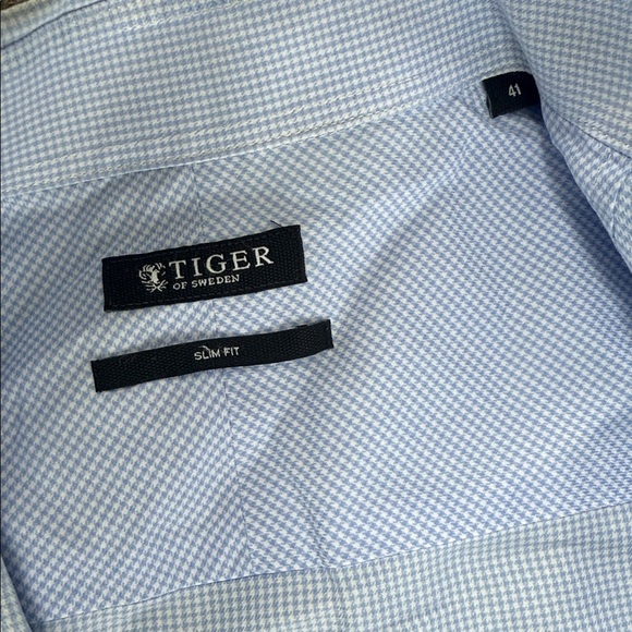 Tiger of Sweden Men’s Blue Checkered Cotton Shirt. Size 41 - Picture 2 of 8